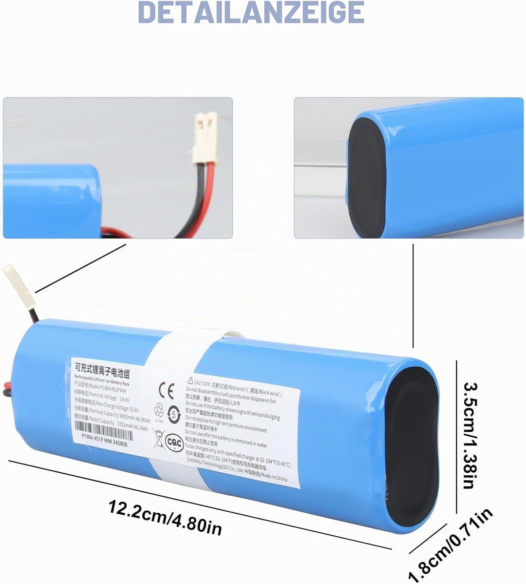 14,4 V 3400 mAh Lithium-Ionen-Akku kompatibel mit Medion MD13202 MD18500 MD18501 MD18600 MD19510 MD1