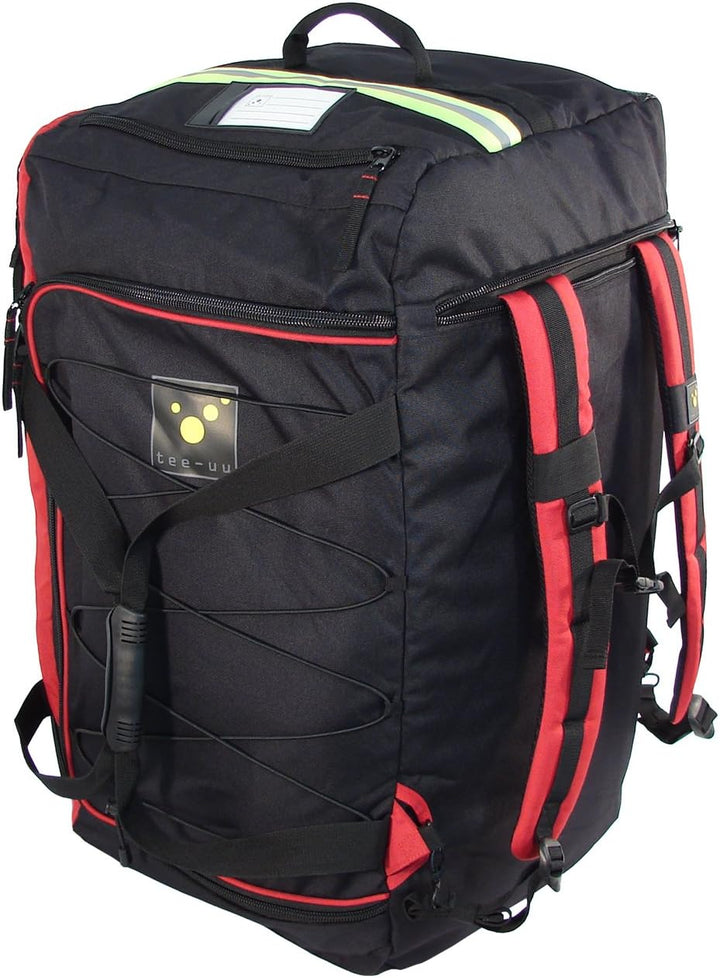 tee-uu RAGBAG Bekleidungstasche "FEUERWEHR" schwarz-rot | Tasche Einsatzkleidung | 90 Liter gross |