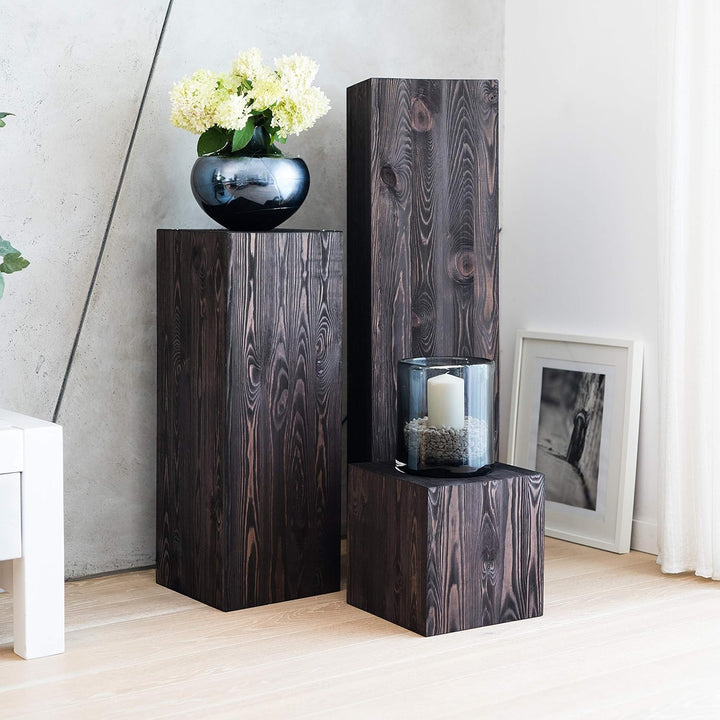 DECOKTIVO Holzständer, Holzblock, Baumstamm Deko, Bodenwindlicht Säule, Blumensäule Holz, Dekosäule,