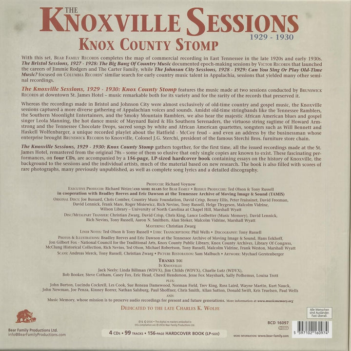 The Knoxville Sessions 1929-30,Knox County Stomp, Audio-CD