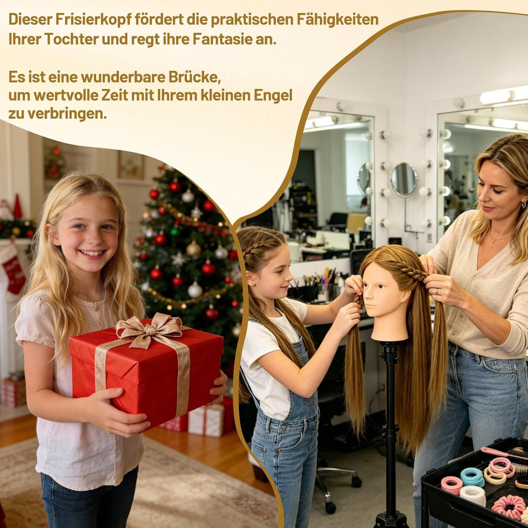 TwoWin Übungspuppenköpfe zum Üben von Echthaar, zum Flechten von Make-up und kostenloser Klemmhalter