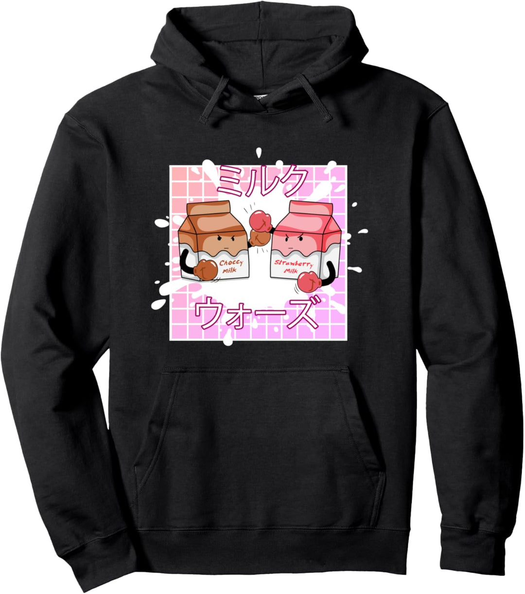 Erdbeermilch vs Choccy-Milch Japanisch Kawaii Vaporwave Pullover Hoodie