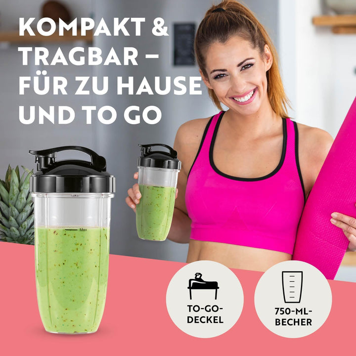 GOURMETmaxx Mixer & Smoothie Maker 4-tlg. | Standmixer elektrisch für den Vitaminkick to go | Nutrit