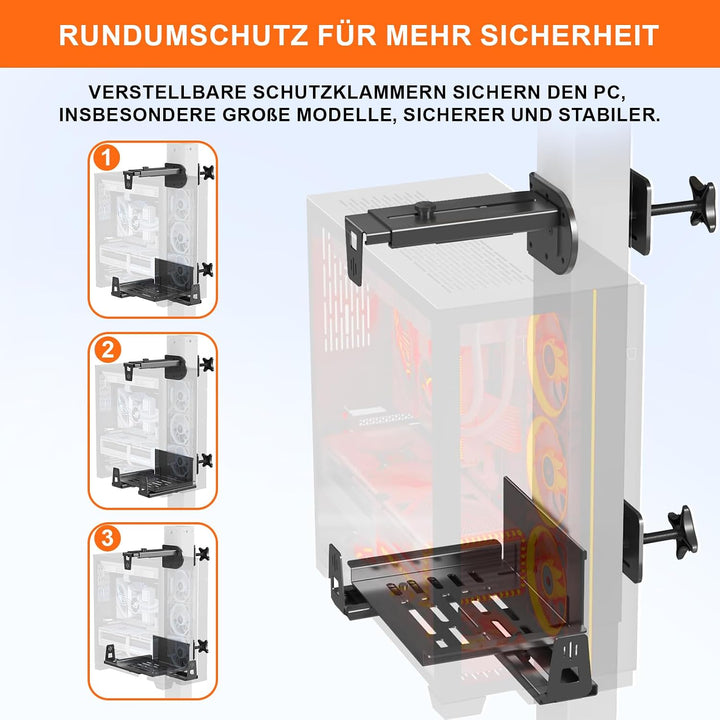 PC Halterung Unter Schreibtisch Klemmbar - Computer Halterung | Höhenverstellbar ohne Bohren - CPU H