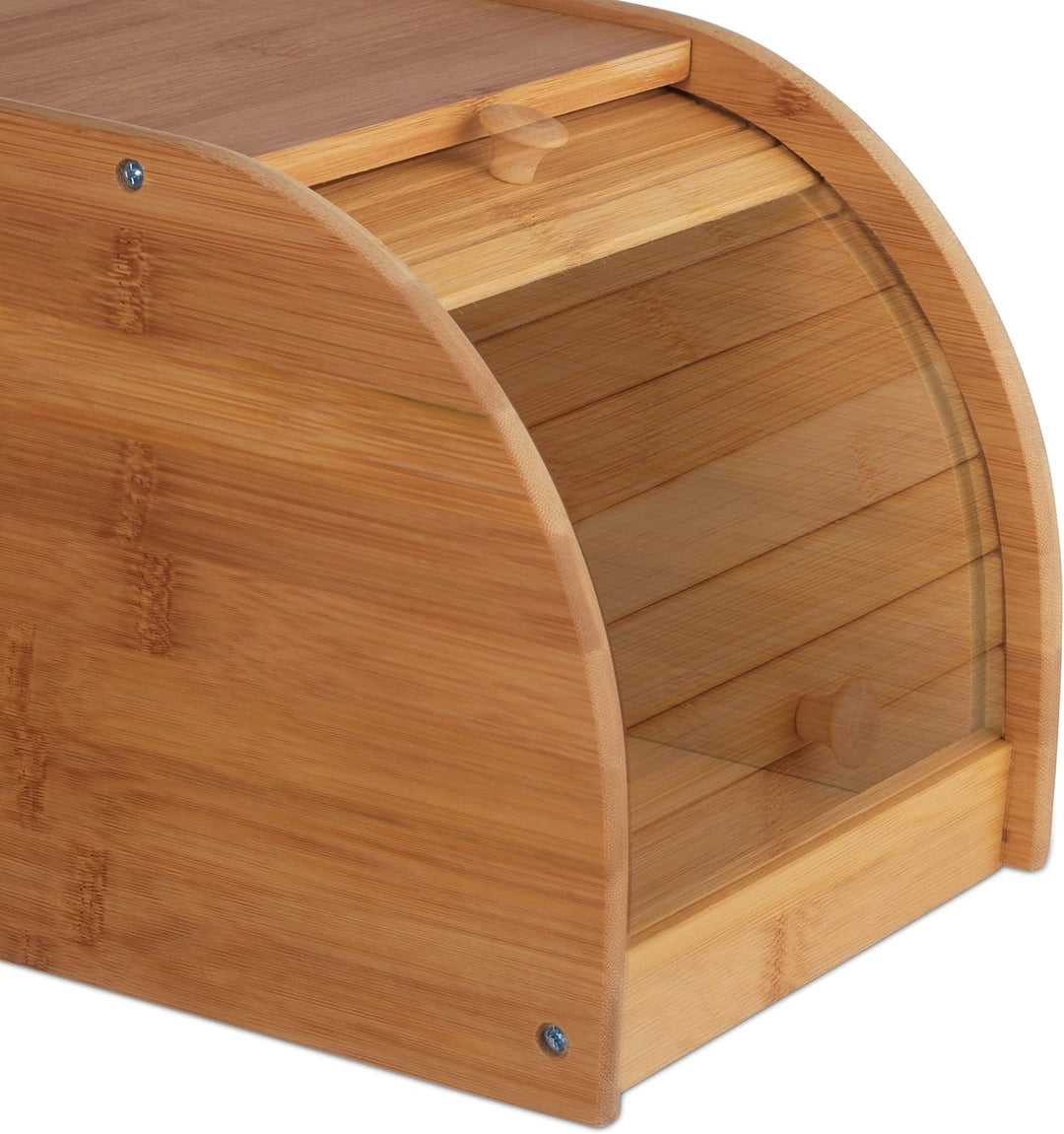 Relaxdays Brotkasten Bambus, rollbare Frontklappe, aromadichte Brotaufbewahrung, Rollbrotkasten, HBT