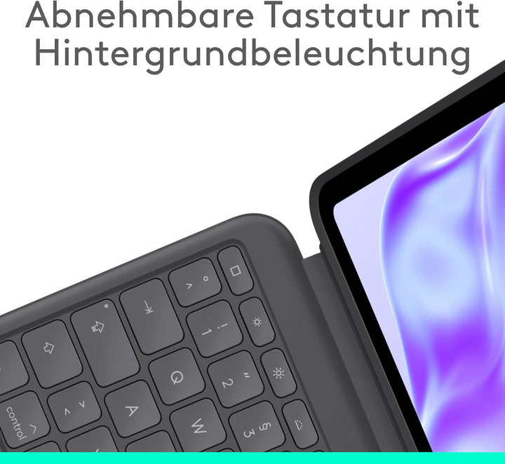 Logitech Combo Touch iPad Pro 13 Zoll (M4) (2024) Tastatur-Case – Abnehmbare Tastatur mit Hintergrun