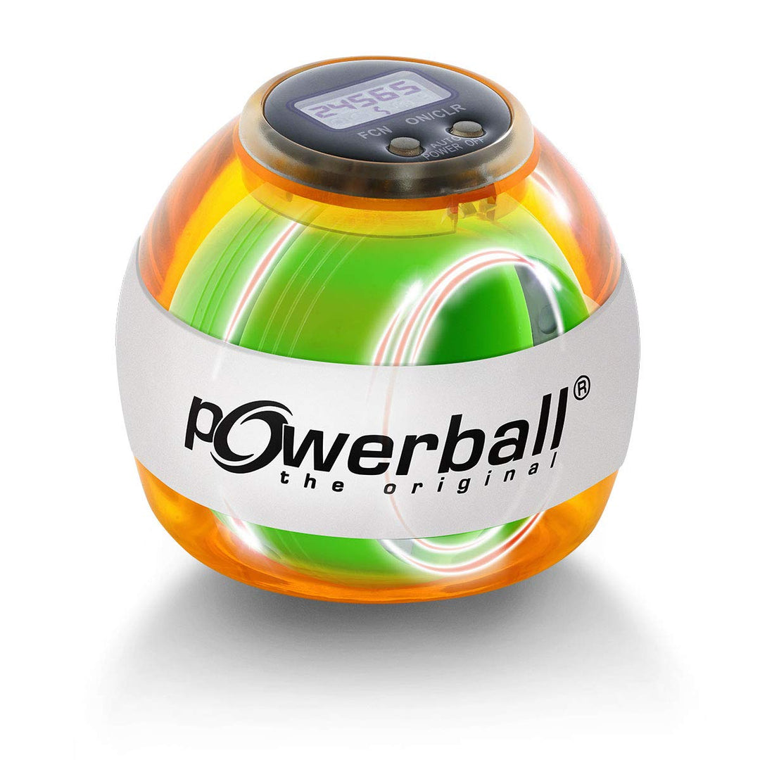 Powerball Max Red, gyroskopischer Handtrainer mit rotem Lichteffekt inkl. Drehzahlmesser, transparen