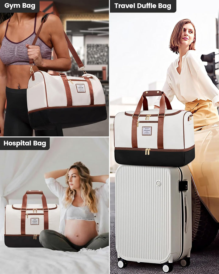 LOVEVOOK Weekender Reisetasche Damen, 37L Travel Duffle Bag Reisetaschen mit Kulturtasche, Schuhfach