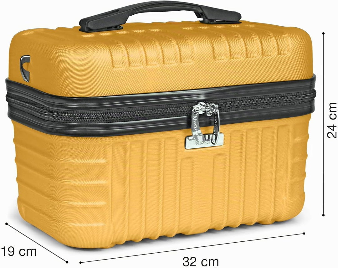 KINSTON Vanity Case Hartschale mit Schulterriemen – Kulturbeutel Reise Kosmetik – Hartschale mit Gri