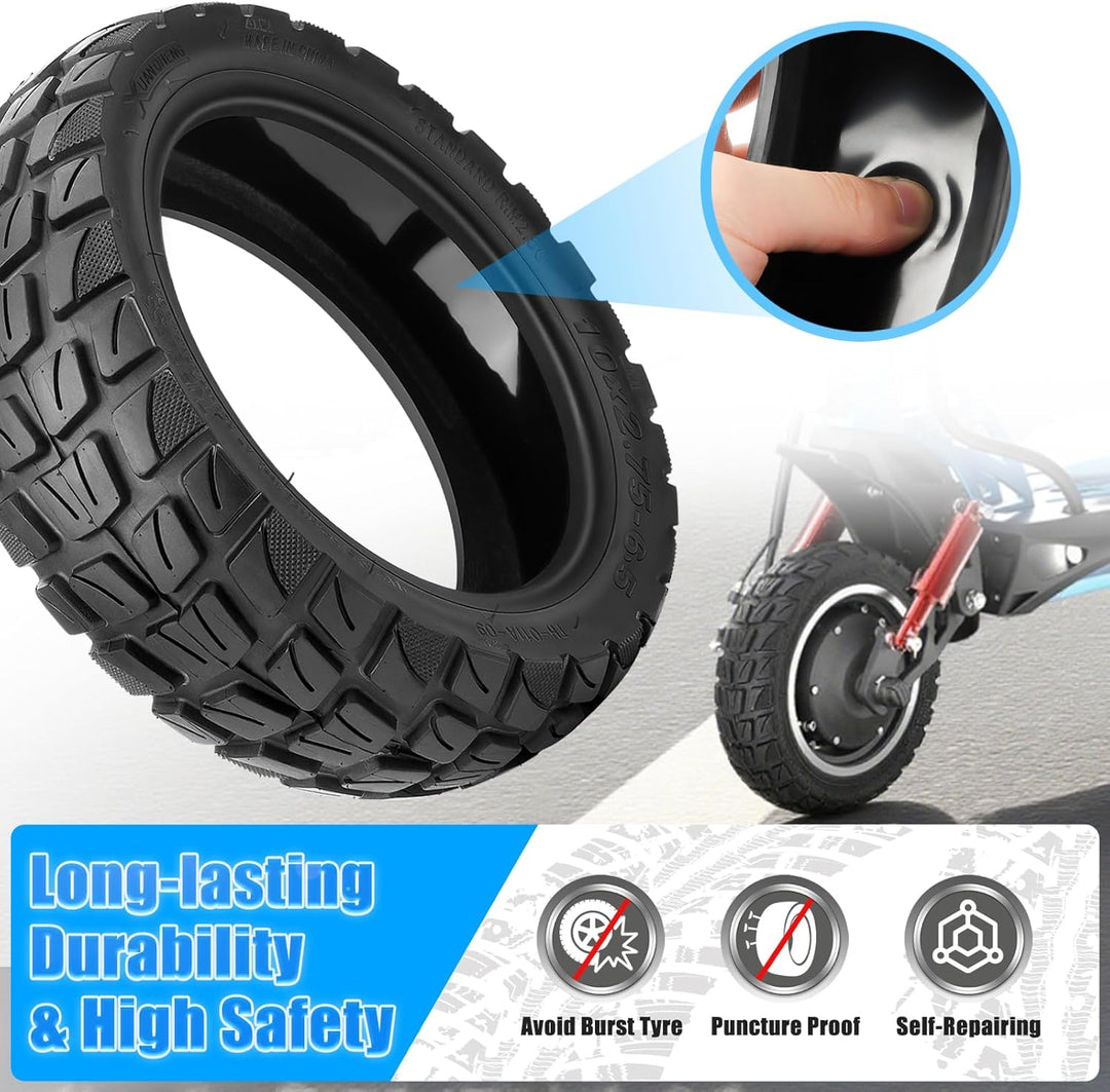 10x2.75-6.5 Tubeless Reifen, Selbstreparierende Off-road Vakuumreifen mit Ventil,10 Zoll E Scooter E