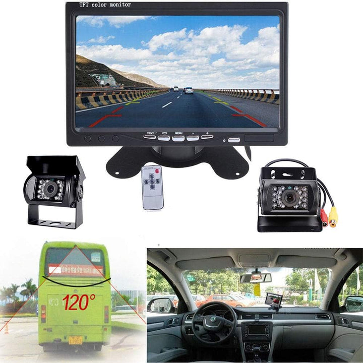 Rückfahrkamera Auto 2 Kamera Set mit Super Nachtsichtgeräten, 7 Zoll HD Vollfarbdisplay Rear View Mo