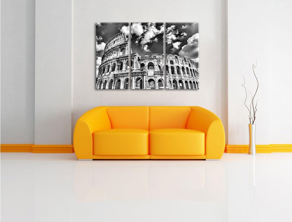 Pixxprint Colosseum bei Tag in Rom als Leinwandbild/Grösse: 3 Teilig (120x80 cm) cm/Wandbild/Kunstdr
