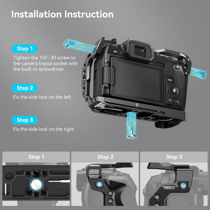 SMALLRIG Cage für Canon R8, Kamerakäfig mit 1/4"-20 Gewindelöchern, 3/8"-16 Positionierungslöchern f
