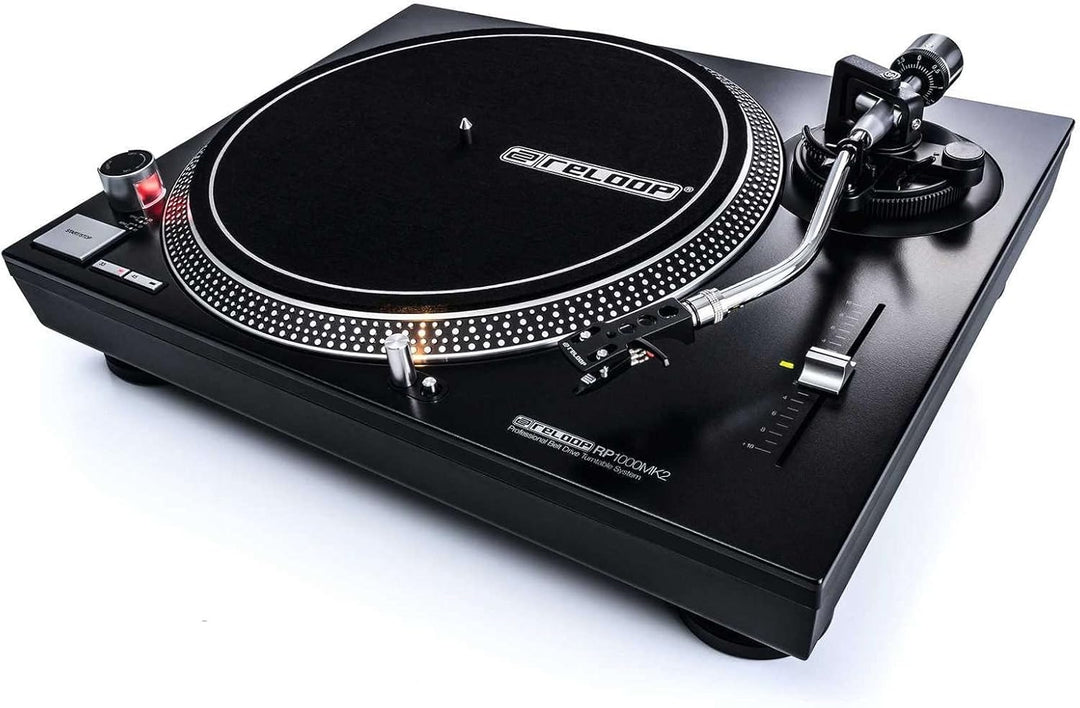 Reloop RP-1000 MK2 - Riemenantrieb für DJ und HiFi, 33 1/3 & 45 RPM, ausfahrbare Nadelbeleuchtung, p
