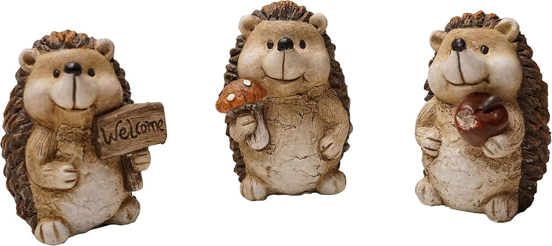 khevga Deko-Figuren Herbstfiguren aus Terracotta Igel Polyresin 3er Set 4er Set (3), 3