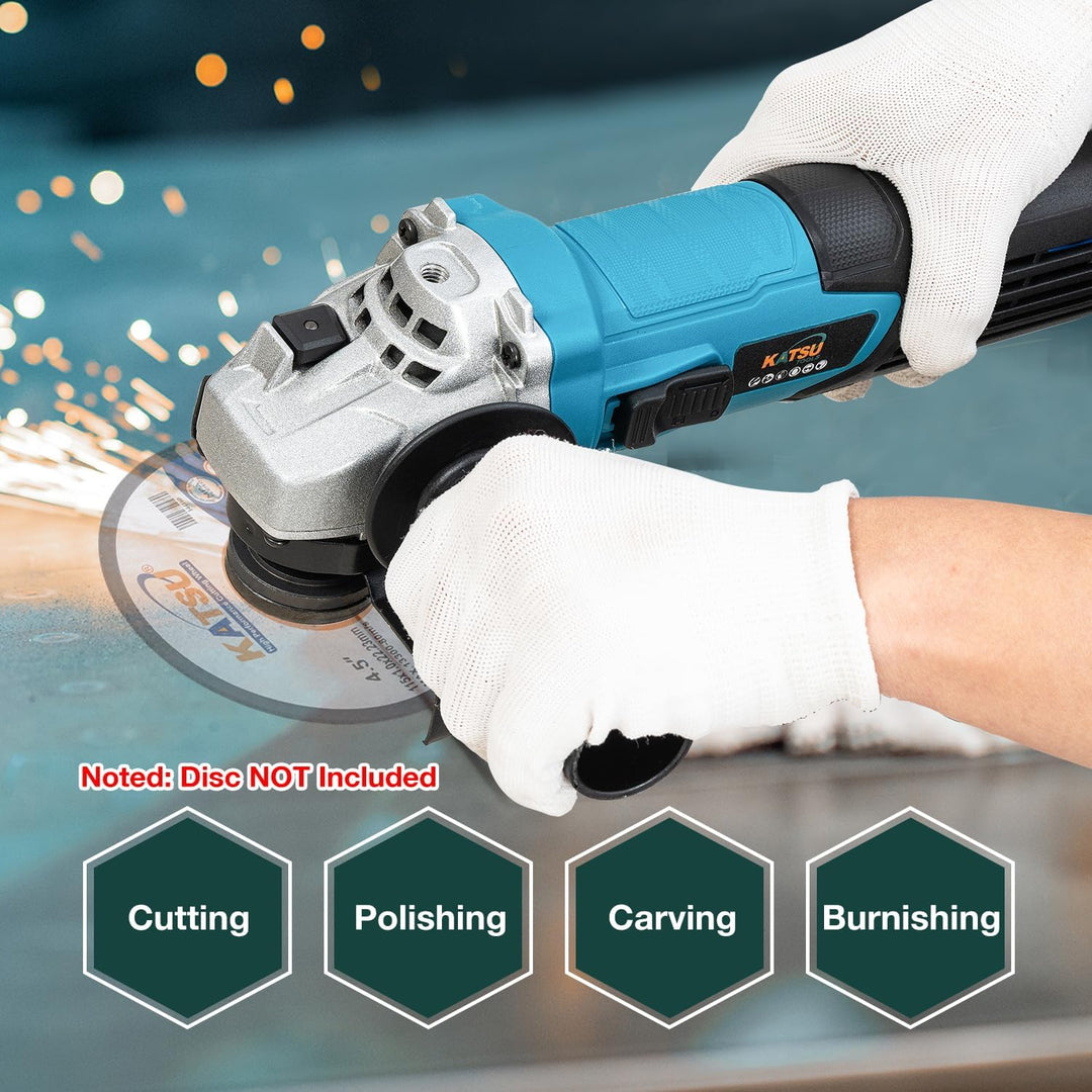 KATSU Tools Kabelgebundener Winkelschleifer 115 mm 750 W, schlankes Gehäuse, für Mauerwerk, Beton, F