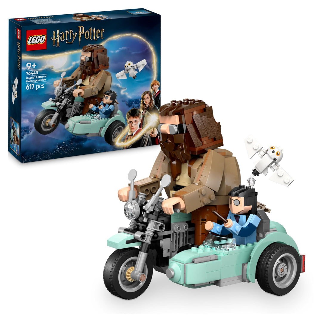LEGO Harry Potter Hagrids und Harrys Motorradtour, bewegliches Motorrad Spielzeug mit Beiwagen & Hed