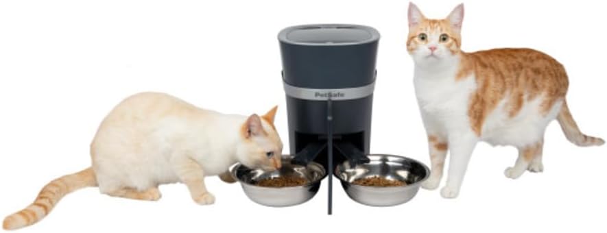 PetSafe 2 Tierfutterteiler mit nur einem Napf, Futterautomat für zwei Hunde oder Katzen, BPA-freier