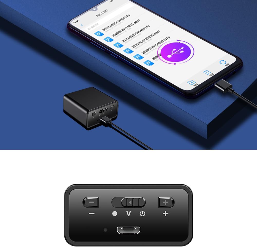 Kompaktes Diktiergerät Q65 | 32GB USB Audio-Aufnahmegerät | Diktaphon mit Sprachaktivierung, 192kbps