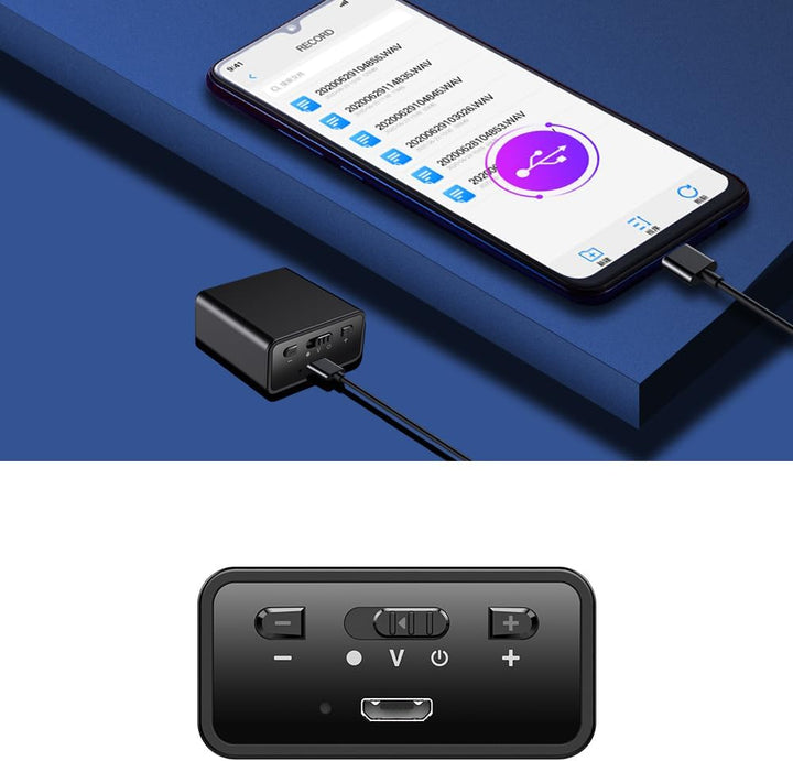 Kompaktes Diktiergerät Q65 | 32GB USB Audio-Aufnahmegerät | Diktaphon mit Sprachaktivierung, 192kbps
