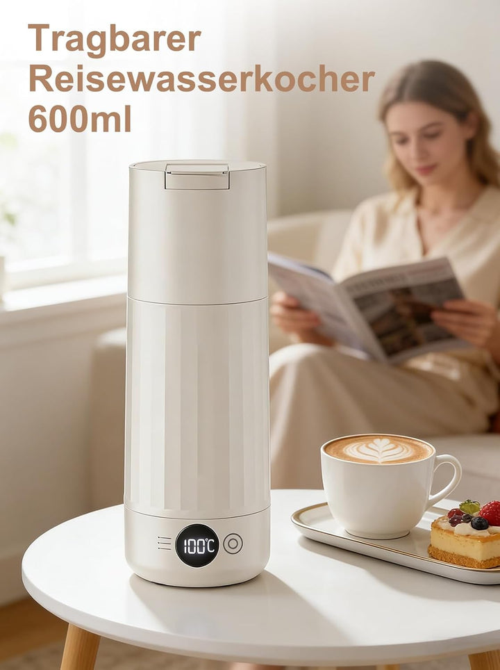 Reisewasserkocher Klein, 600ML Tragbarer Wasserkocher