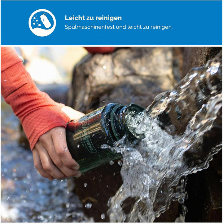 Nalgene Sustain Tritan BPA-freie Wasserflasche aus 50% Plastikabfällen, 900 ml, breite Öffnung, grau