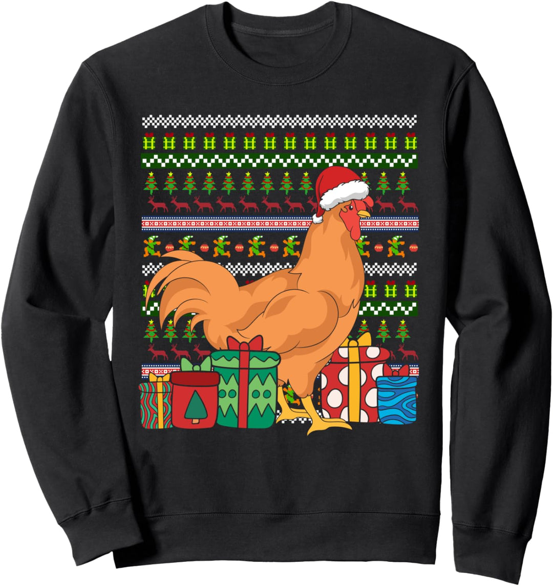 Ugly Christmas Bauernhof Tier Xmas Frohe Weihnachten Huhn Sweatshirt