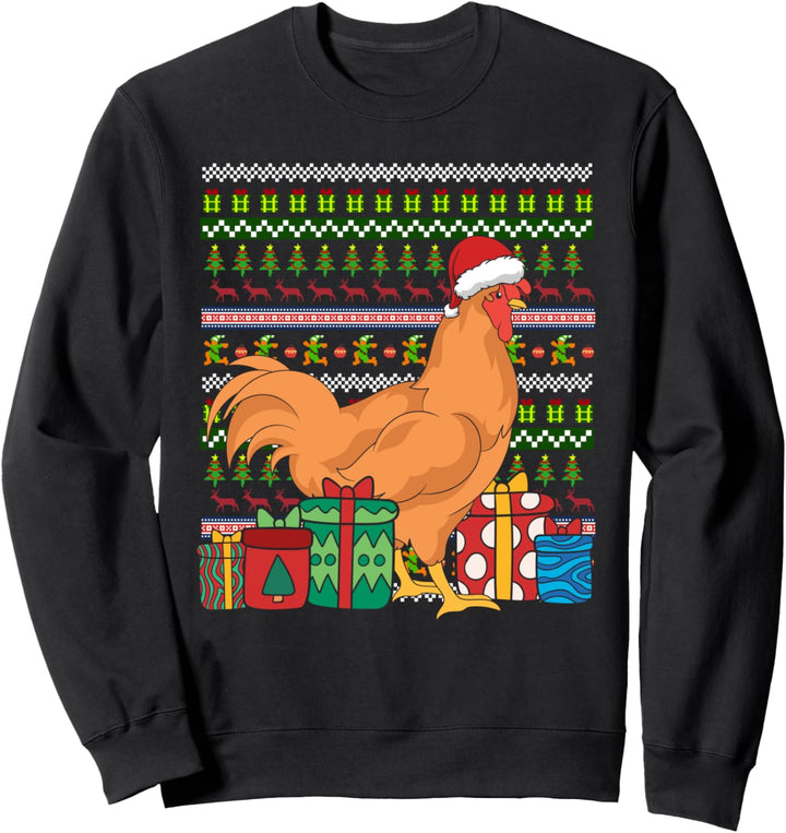 Ugly Christmas Bauernhof Tier Xmas Frohe Weihnachten Huhn Sweatshirt