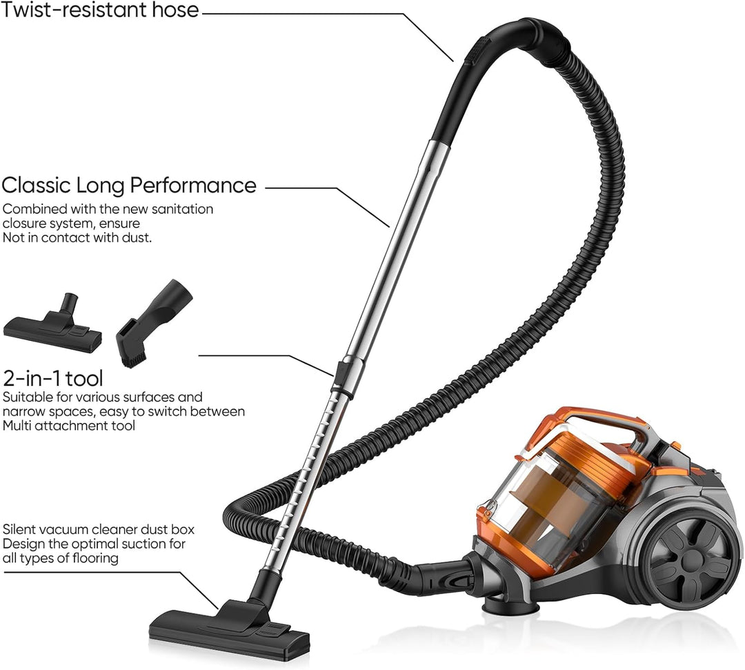 Beutelloser Staubsauger ohne Beutel, 3600W Staubsauger Beutellos, Staubsaugers Starke Saugleistung 1