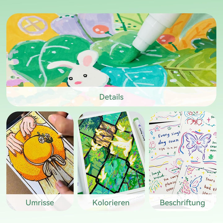 Arrtx Acrylstifte für Steine Wasserfest-90 Farben Pinsel Spitze Naturfarben Acrylmarker für Steinmal
