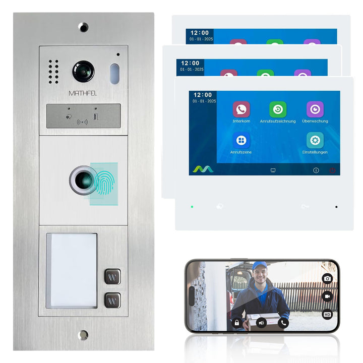Mathfel 2-Draht-Bus Video-Türsprechanlage – Modulares Komplettsystem mit Innenmonitor(en), WLAN opti