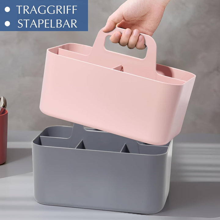 Korb Organizer mit Griff, 24x15x11 cm, Kunststoffkorb, Reinigungskorb, Bastelkorb, Schreibtischkorb,