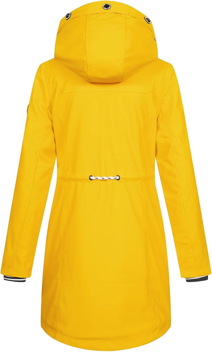 NEW VIEW Damen Regenjacke wasserabweisender Parka Annika Long mit Kapuze S Gelb (Golden Rod - Teddy)