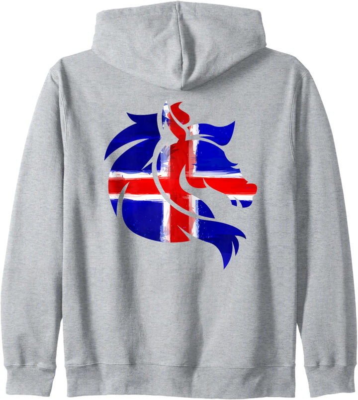 Islandpferd Isländer Island Pony Pferd Reiten Fahne Flagge Kapuzenjacke