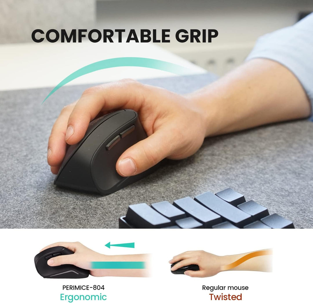 Perixx PERIMICE-804 Ergonomische Bluetooth Maus für Windows, Android Tablet und PC - Rechtshänder -