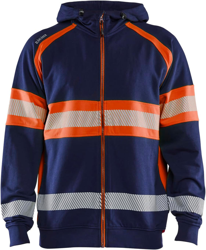 BLÅKLÄDER Blaklader 3552-1158 Warnschutz-Sweatshirt mit Kapuze XS Marineblau/Orange, XS Marineblau/O