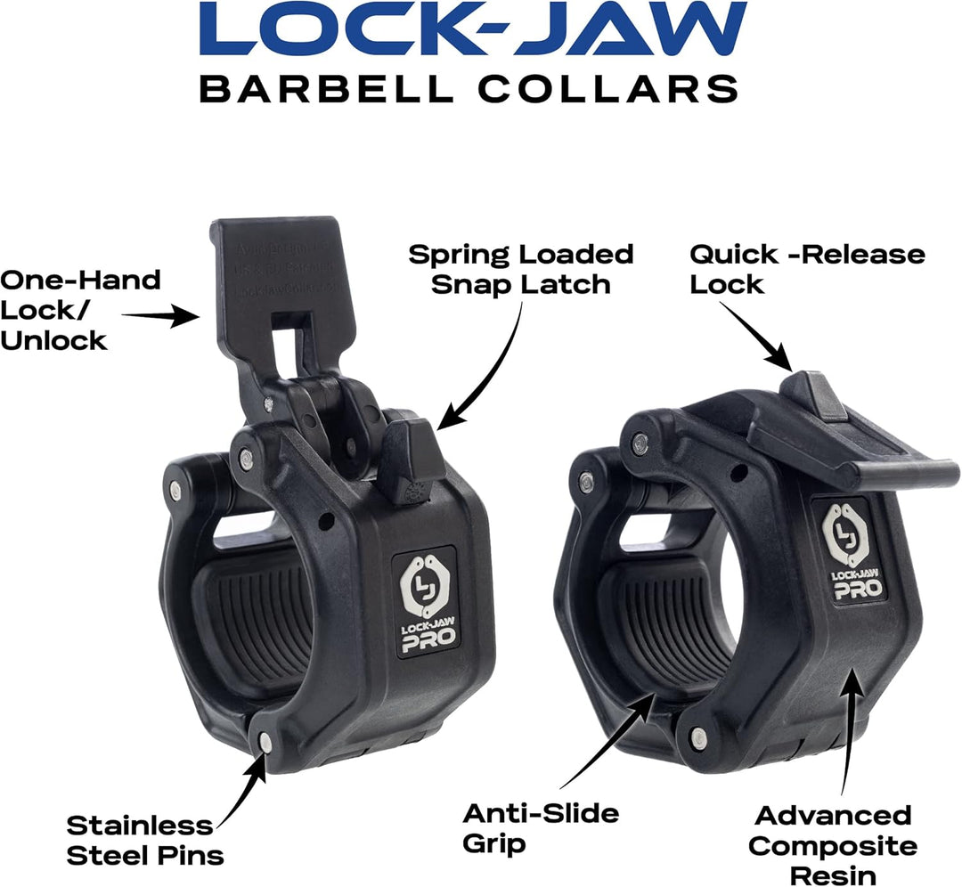Lock-Jaw PRO 2 Langhantelmanschette – Schnellverschluss Langhantelklemme Schwarz, Schwarz