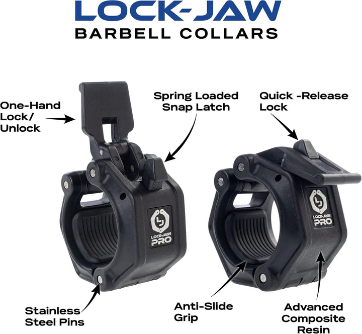 Lock-Jaw PRO 2 Langhantelmanschette – Schnellverschluss Langhantelklemme Schwarz, Schwarz