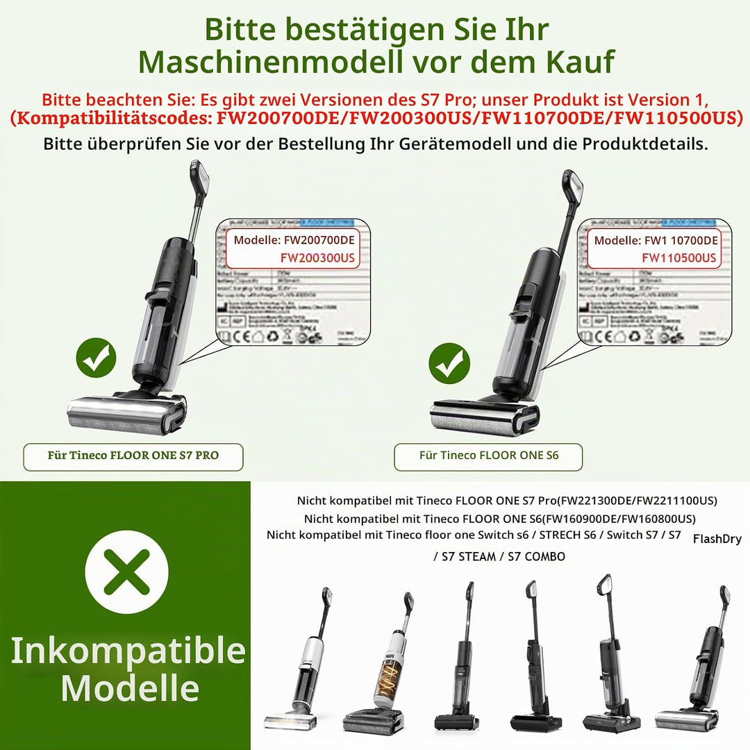 Bürstenrolle + Filter Ersatzteile für Tineco Floor One S7 PRO / S6 Nass-und Trockensauger, Zubehör 2