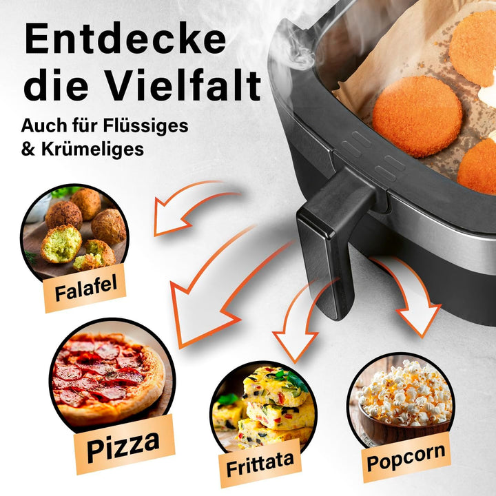 GOURMETmaxx Backpapier für Heissluftfritteuse, 3 bis 5 Liter | Backpapierschale – antihaftbeschichte