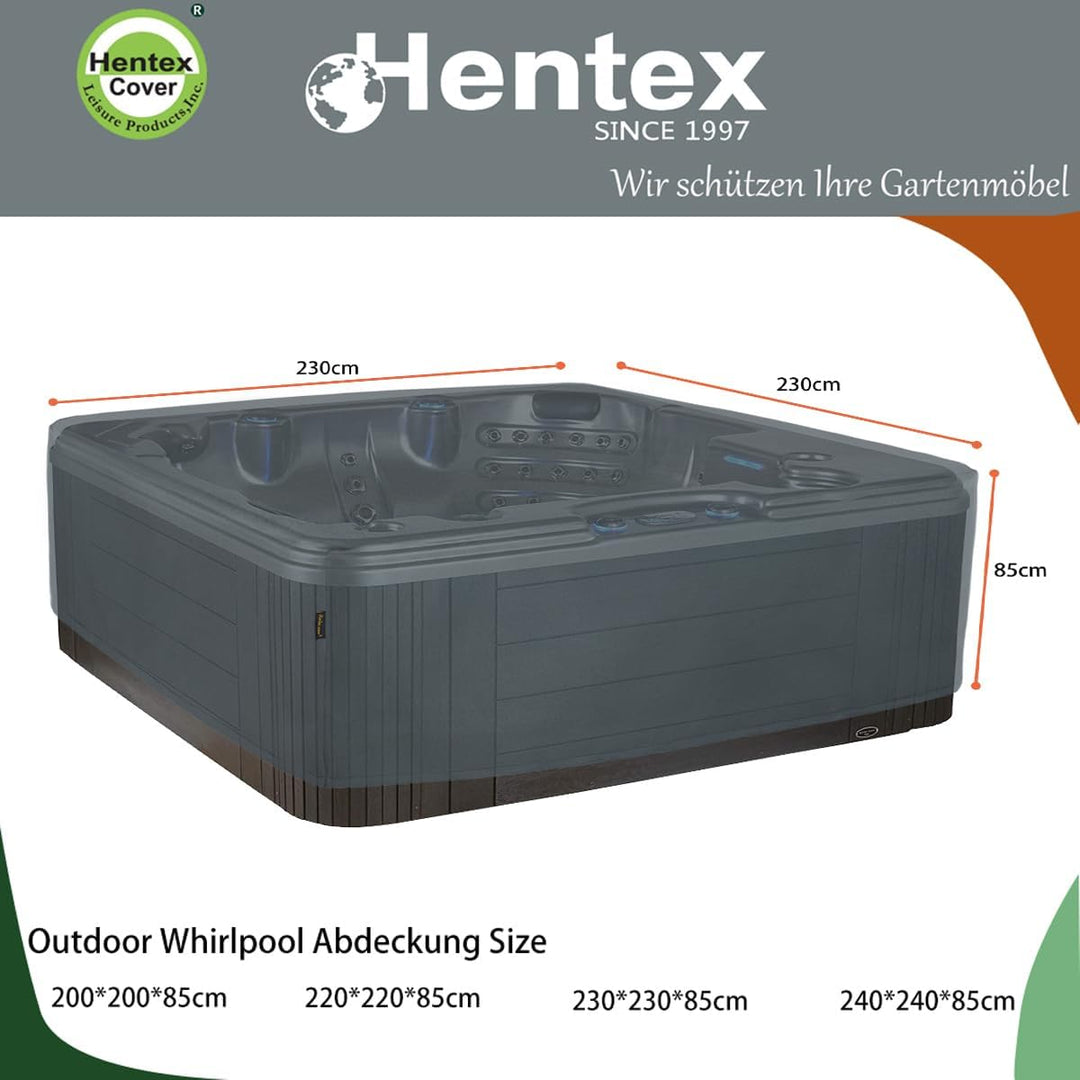 HENTEX Whirlpool Outdoor Abdeckung, Rechteckige Pool Cover, Winterabdeckplane Poolabdeckung, Grau, 2