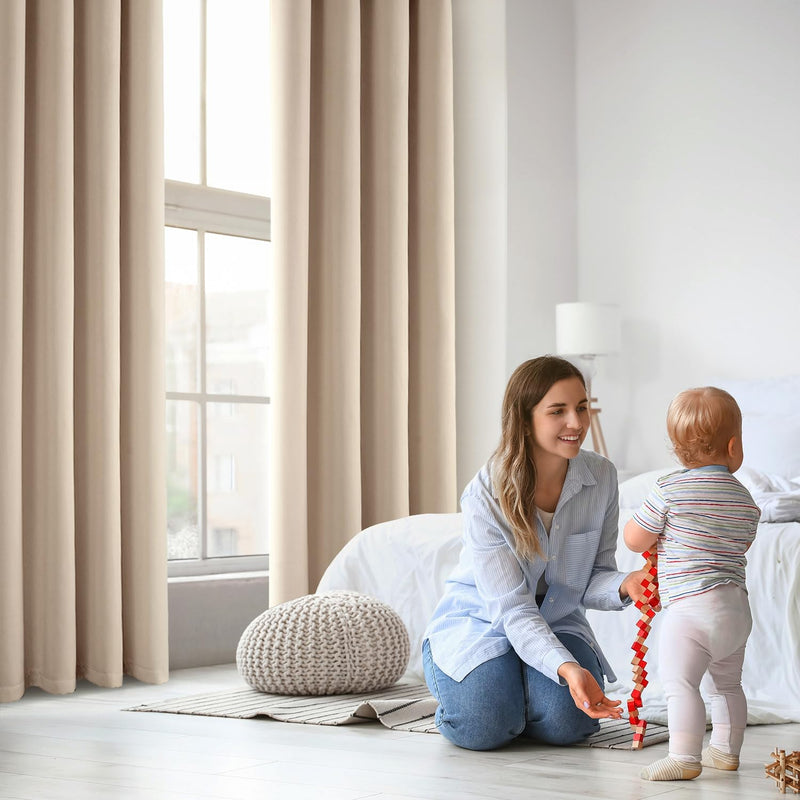 MIULEE Vorhänge Beige Blickdicht mit Ösen, Schöner Weicher Verdunklungsvorhänge zum Verdunkeln von R