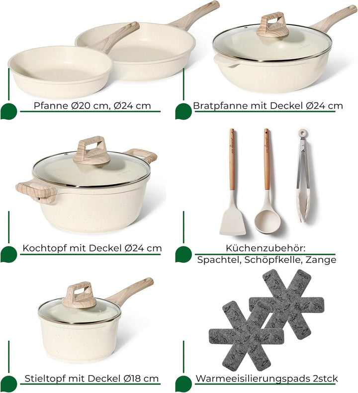 JUST PERFECTO Topfset Induktion - Pfannenset mit deckel - Pfanne 24cm, Bratpfanne 24 cm - kochtopf s