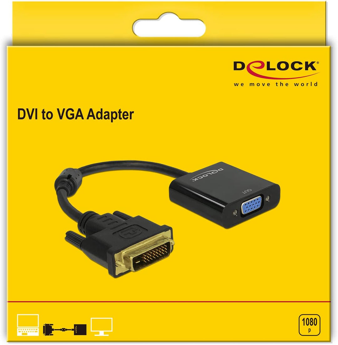 DELOCK 65658 Adapterkabel DVI 24+1 Stecker > VGA Buchse schwarz