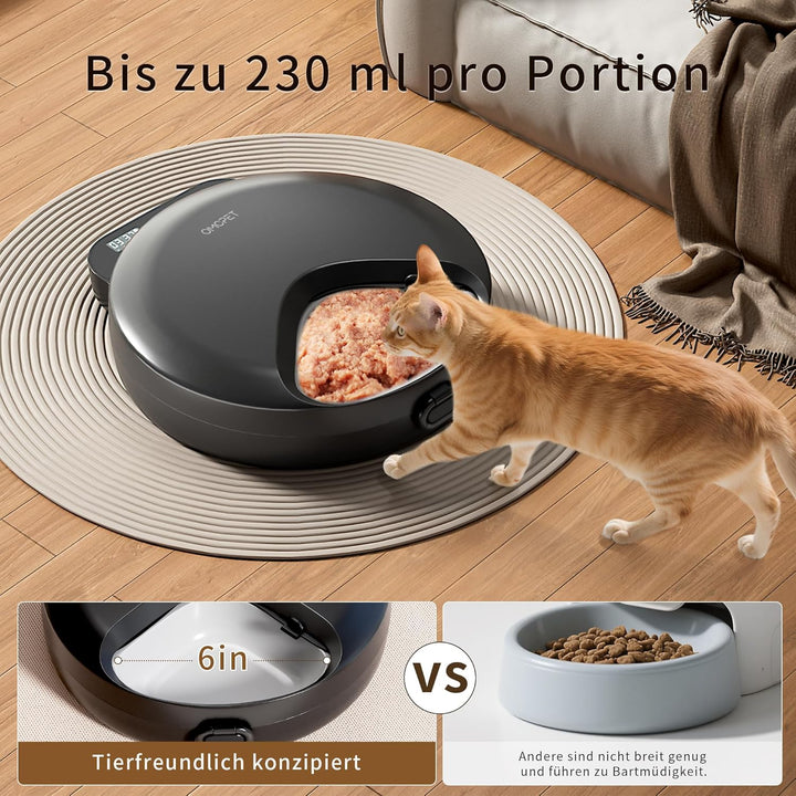 Nassfutterautomat, batteriebetriebener automatischer Katzenfutterautomat, 8oz*4 Mahlzeiten mit zeitg