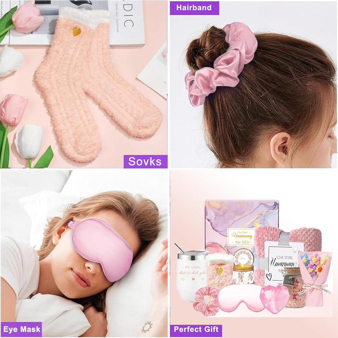 Geburtstags Geschenke set für Frauen Freundin Frau Mama Kollegin Schweste Rosa, Rosa