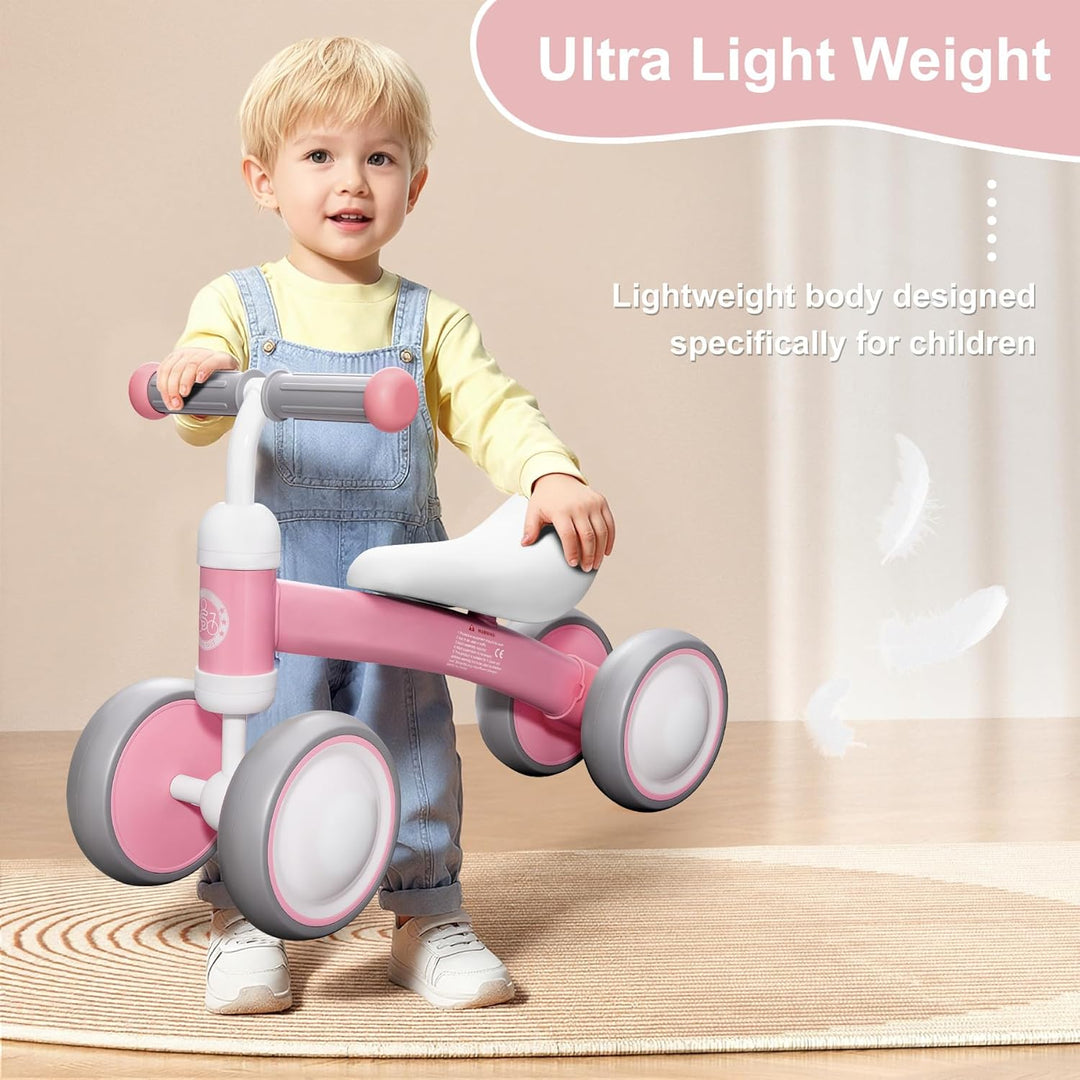MHCYLION Kinder Laufrad ab 1 Jahr Balance Lauflernrad Spielzeug mit 4 Räder für 10-24 Monate Baby, E