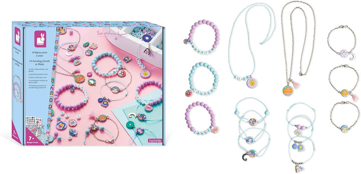 Janod - Bastelset 14 Astro-Schmuckstücke - Les Ateliers Bijoux - Kreatives Hobby Kinder - 12 Armbänd