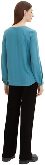 TOM TAILOR Damen Bluse mit V-Ausschnitt, 13222 - Pastel Teal
