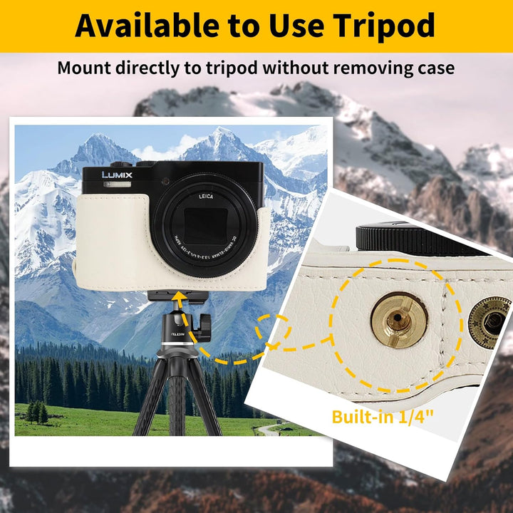 Rieibi TZ99 Kameratasche, PU Leder Kameratasche für Panasonic Lumix DC-TZ99 Digitalkamera, abnehmbar